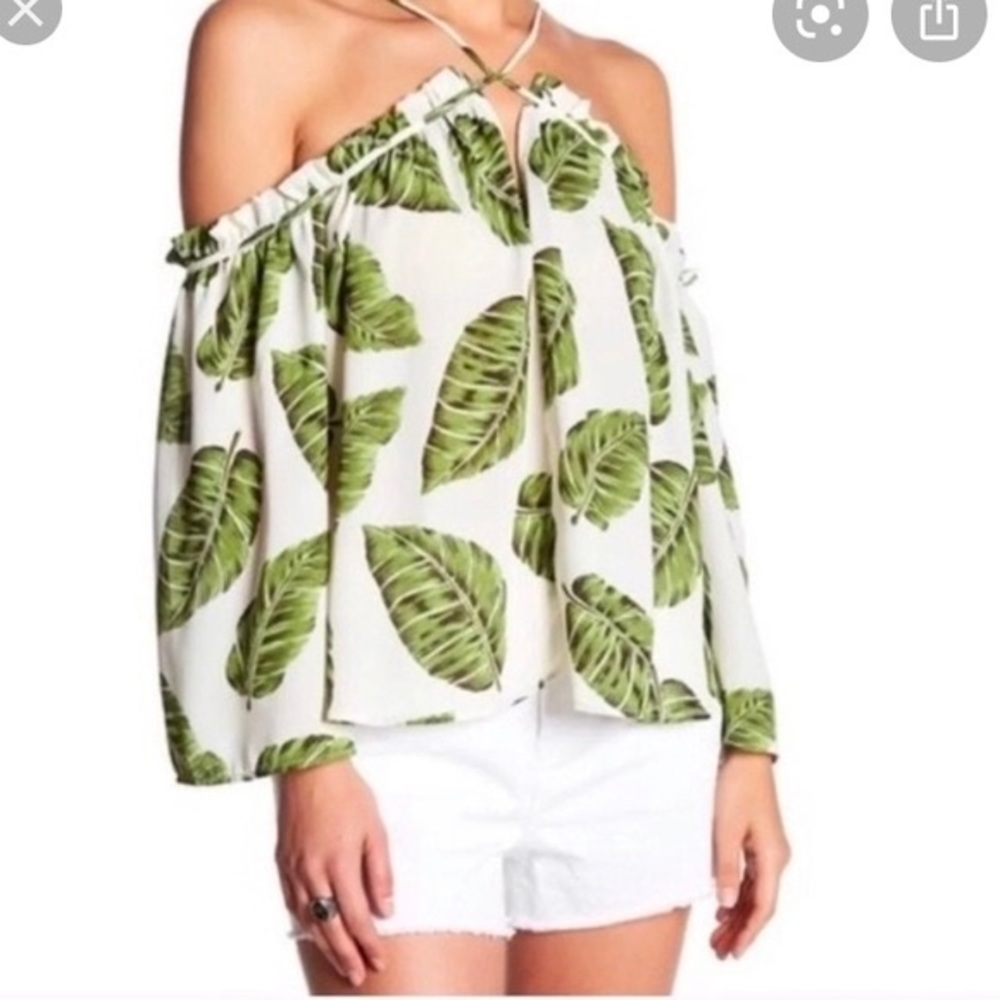 Harlow & Graham off the shoulder palm leaf top